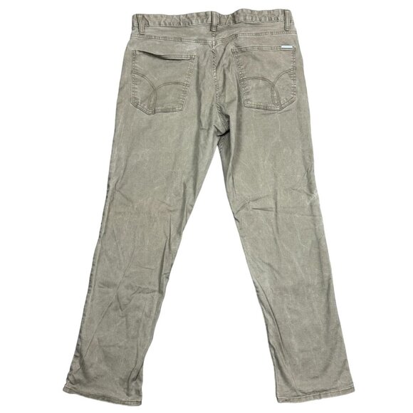 Calvin Klein Jeans Mens Khaki Dusty Green Denim Mid Rise Straight Leg Size 36X30 - Picture 2 of 14